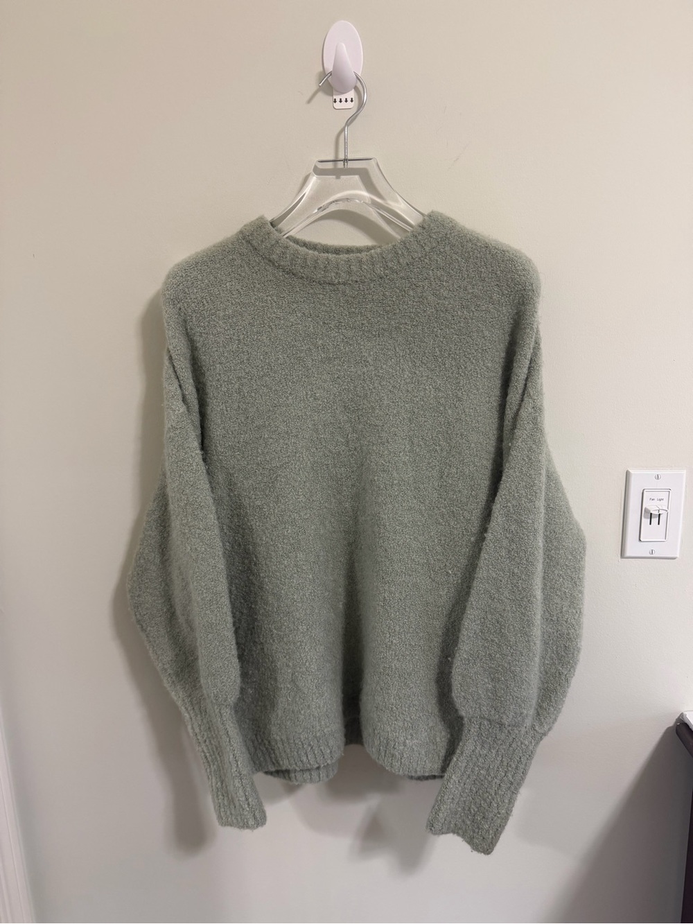 & Other Stories Sage Green Fuzzy Crewneck Sweater Los Angeles Atelier Size S